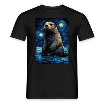 Otter Starry Night - Männer T-Shirt - Schwarz - Vorne - AI Model Male 178 light (178cm)