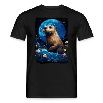 Otter Starry Night - Männer T-Shirt - Schwarz - Vorne - AI Model Male 178 light (178cm)