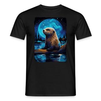 Otter Starry Night - Männer T-Shirt - Schwarz - Vorne - AI Model Male 178 light (178cm)