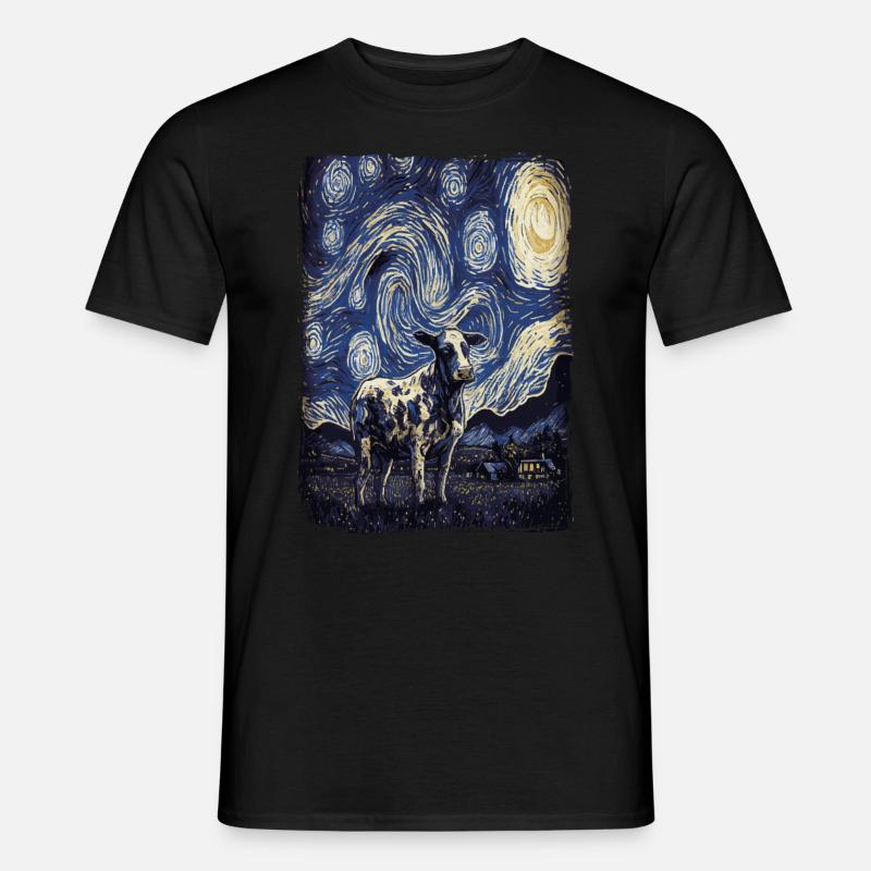 Cow Starry Night - Men's T-Shirt - black