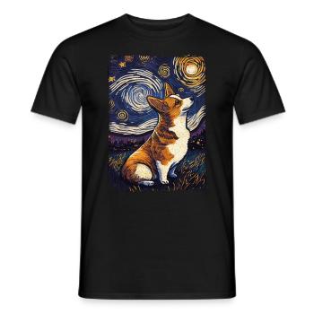 Corgi Starry Night - Männer T-Shirt - Schwarz - Vorne - AI Model Male 178 light (178cm)