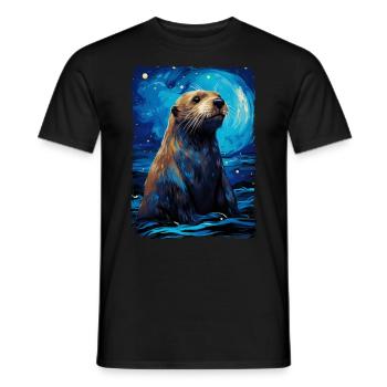 Otter Starry Night - Männer T-Shirt - Schwarz - Vorne - AI Model Male 178 light (178cm)