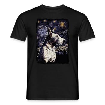 Bullterrier Starry Night - Männer T-Shirt - Schwarz - Vorne - AI Model Male 178 light (178cm)