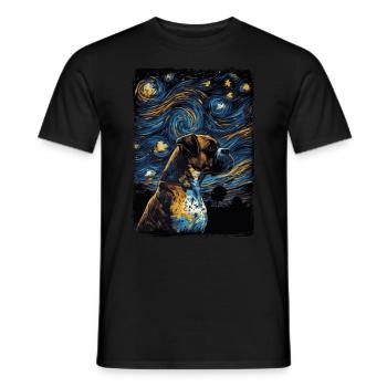 Boxerhund Starry Night - Männer T-Shirt - Schwarz - Vorne - AI Model Male 178 light (178cm)