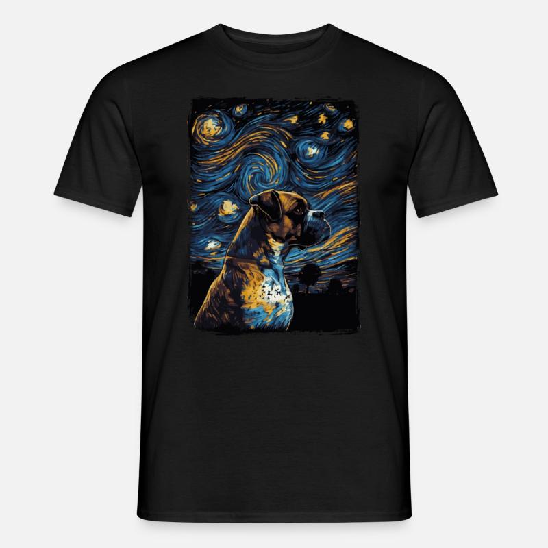 Boxerhund Starry Night - Männer T-Shirt - Schwarz