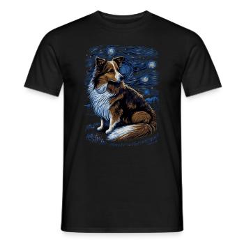 Shetland Shepherd Starry Night - Men's T-Shirt - black - Front - AI Model Male 178 light (178cm)