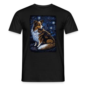 Shetland Shepherd Starry Night - Men's T-Shirt - black - Front - AI Model Male 178 light (178cm)