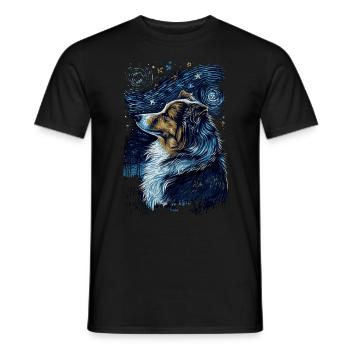 Shetland Shepherd Starry Night - Men's T-Shirt - black - Front - AI Model Male 178 light (178cm)