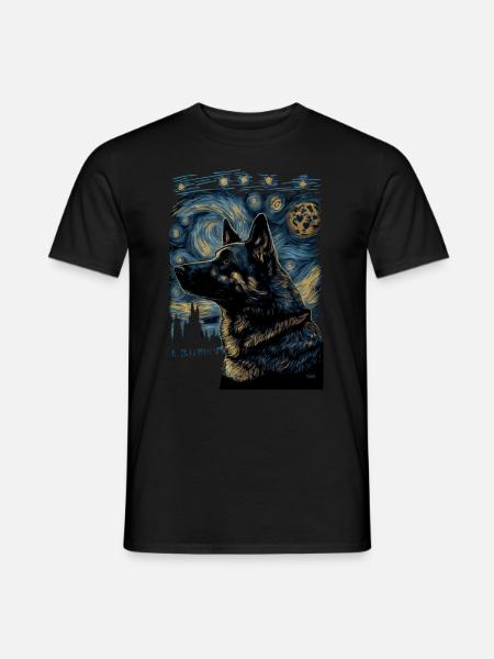 Schäferhund Starry Night - Männer T-Shirt - Schwarz