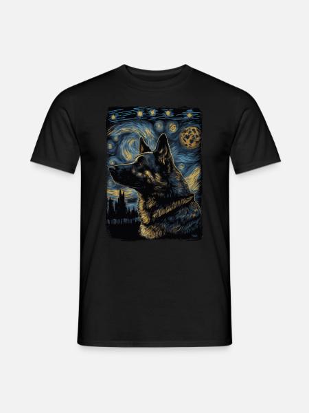 Schäferhund Starry Night - Männer T-Shirt - Schwarz