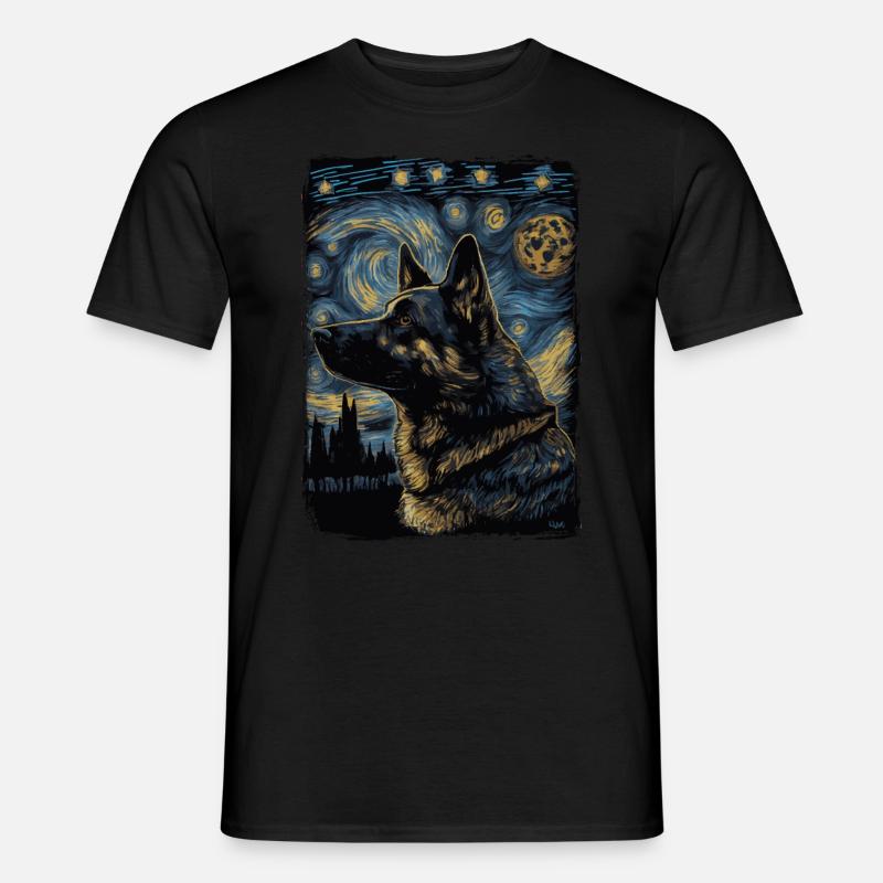 German Shepherd Starry Night - Men’s T-shirt - black