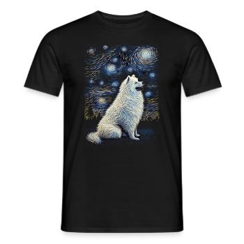 Samoyed Starry Night - Men's T-Shirt - black - Front - AI Model Male 178 light (178cm)