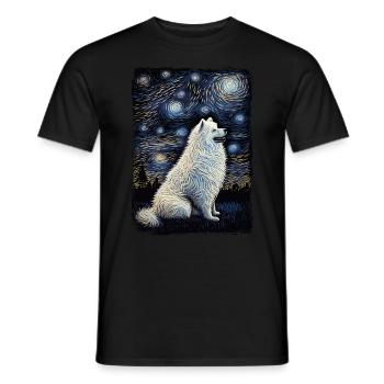 Samoyed Starry Night - Men's T-Shirt - black - Front - AI Model Male 178 light (178cm)
