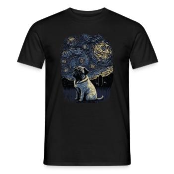 Pug Starry Night - Men's T-Shirt - black - Front - AI Model Male 178 light (178cm)