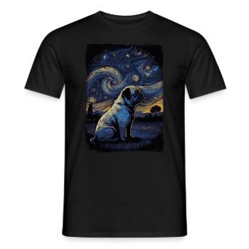 Pug Starry Night - Men's T-Shirt - black - Front - AI Model Male 178 light (178cm)