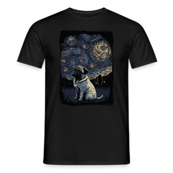 Pug Starry Night - Men's T-Shirt - black - Front - AI Model Male 178 light (178cm)