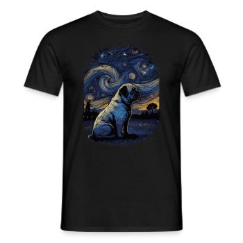 Pug Starry Night - Men's T-Shirt - black - Front - AI Model Male 178 light (178cm)
