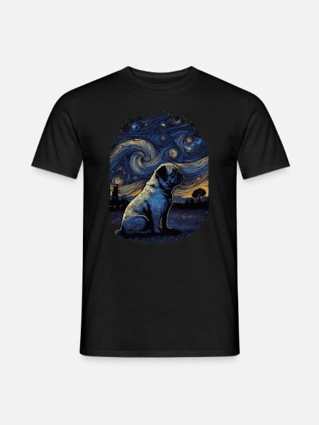 Mops Starry Night - Männer T-Shirt - Schwarz