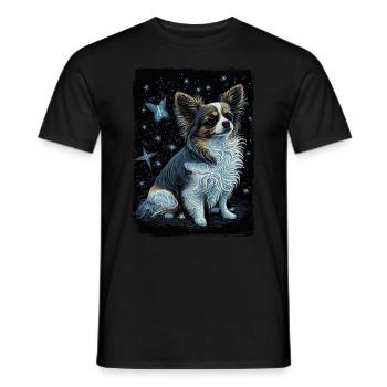 Papillon Hund Starry Night - Männer T-Shirt - Schwarz - Vorne - AI Model Male 178 light (178cm)