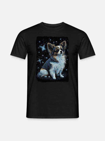 Papillon Hund Starry Night - Männer T-Shirt - Schwarz
