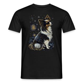 Papillon Hund Starry Night - Männer T-Shirt - Schwarz - Vorne - AI Model Male 178 light (178cm)