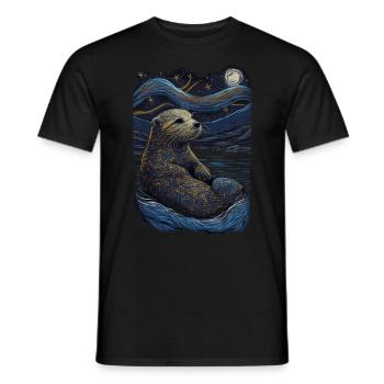 Otter Starry Night - Männer T-Shirt - Schwarz - Vorne - AI Model Male 178 light (178cm)