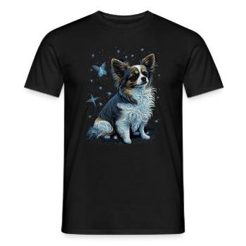 Papillon Hund Starry Night - Männer T-Shirt - Schwarz - Vorne - AI Model Male 178 light (178cm)