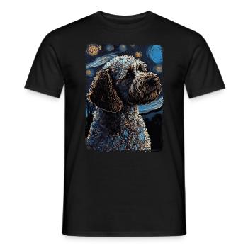 Lagotto Romagnolo Nuit étoilée - T-shirt homme - noir - Devant - AI Model Male 178 light (178cm)