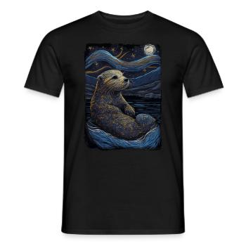 Otter Starry Night - Männer T-Shirt - Schwarz - Vorne - AI Model Male 178 light (178cm)