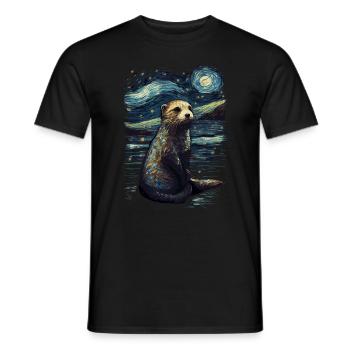 Otter Starry Night - Männer T-Shirt - Schwarz - Vorne - AI Model Male 178 light (178cm)