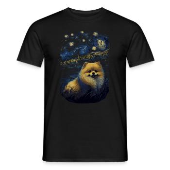 Zwergspitz Starry Night - Männer T-Shirt - Schwarz - Vorne - AI Model Male 178 light (178cm)