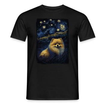 Zwergspitz Starry Night - Männer T-Shirt - Schwarz - Vorne - AI Model Male 178 light (178cm)