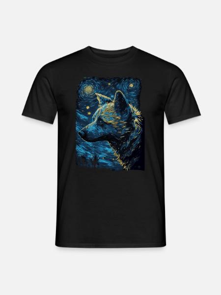 Hyäne Starry Night - Männer T-Shirt - Schwarz