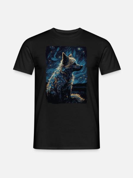 Hyäne Starry Night - Männer T-Shirt - Schwarz
