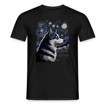 Husky Starry Night - Männer T-Shirt - Schwarz - Vorne - AI Model Male 178 light (178cm)