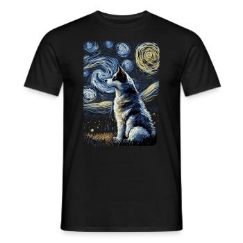 Husky Starry Night - Männer T-Shirt - Schwarz - Vorne - AI Model Male 178 light (178cm)