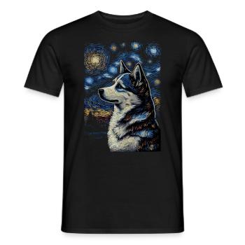 Husky Starry Night - Männer T-Shirt - Schwarz - Vorne - AI Model Male 178 light (178cm)