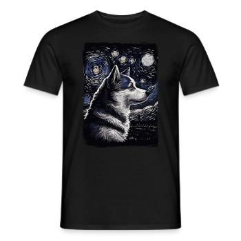 Husky Starry Night - Männer T-Shirt - Schwarz - Vorne - AI Model Male 178 light (178cm)