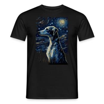 Galgo Español Starry Night - Men's T-Shirt - black - Front - AI Model Male 178 light (178cm)
