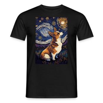 Corgi Starry Night - Männer T-Shirt - Schwarz - Vorne - AI Model Male 178 light (178cm)