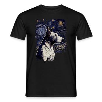 Bullterrier Starry Night - Männer T-Shirt - Schwarz - Vorne - AI Model Male 178 light (178cm)