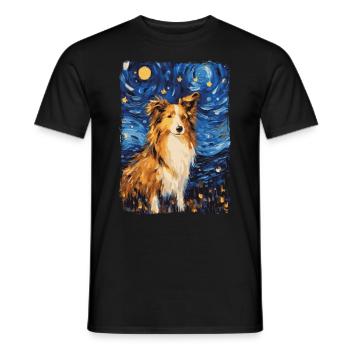Shetland Shepherd Starry Night - Men's T-Shirt - black - Front - AI Model Male 178 light (178cm)