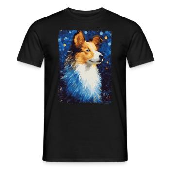 Shetland Shepherd Starry Night - Men's T-Shirt - black - Front - AI Model Male 178 light (178cm)