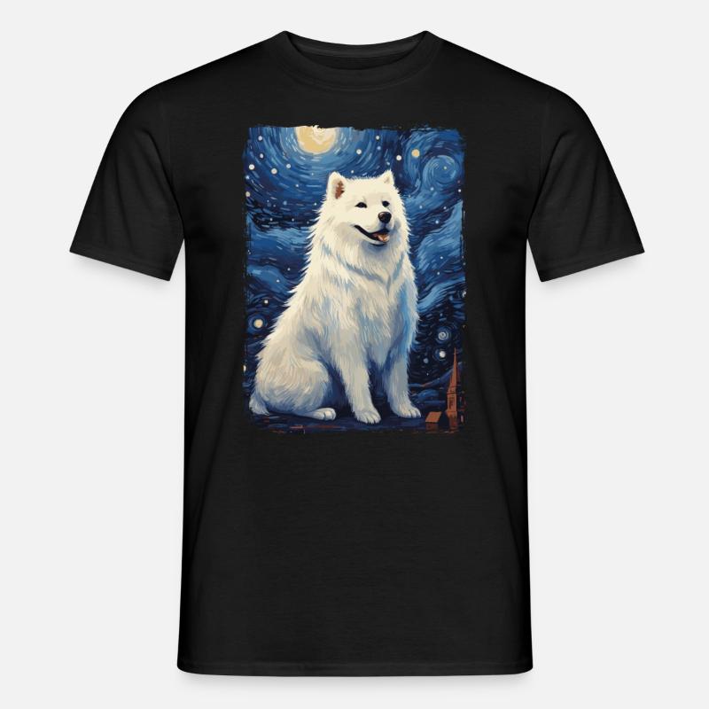 Samoyed Starry Night - Männer T-Shirt - Schwarz
