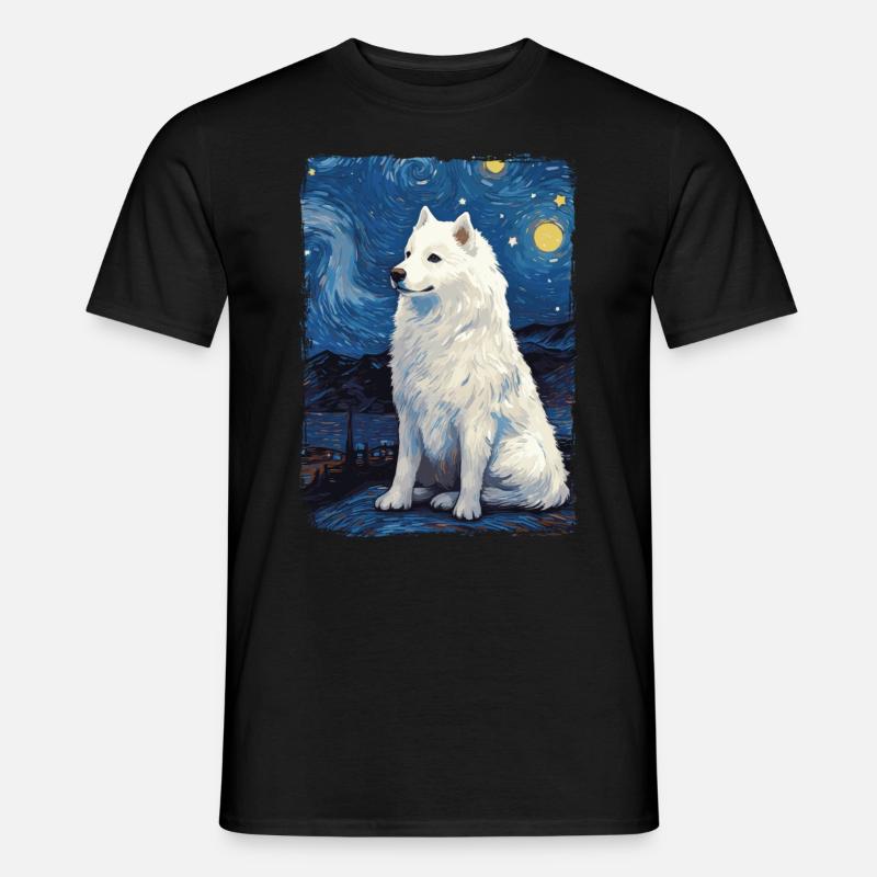 Samoyed Starry Night - Männer T-Shirt - Schwarz