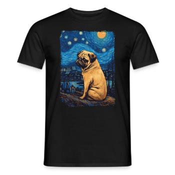 Pug Starry Night - Men's T-Shirt - black - Front - AI Model Male 178 light (178cm)