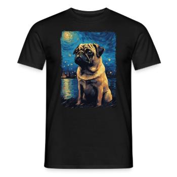 Pug Starry Night - Men's T-Shirt - black - Front - AI Model Male 178 light (178cm)