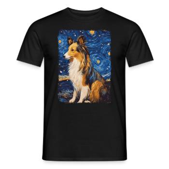 Shetland Shepherd Starry Night - Men's T-Shirt - black - Front - AI Model Male 178 light (178cm)