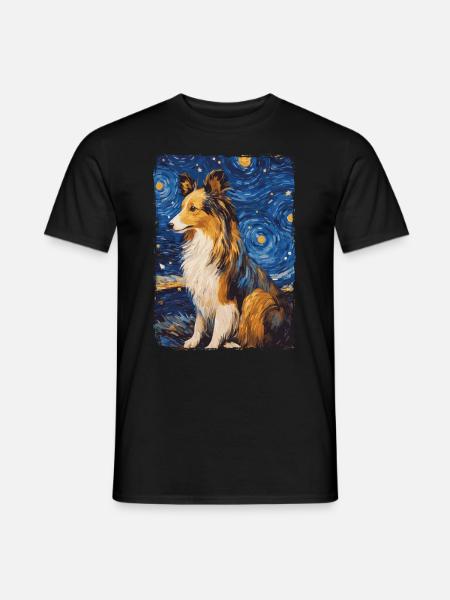 Shetland Shepherd Starry Night - Men's T-Shirt - black