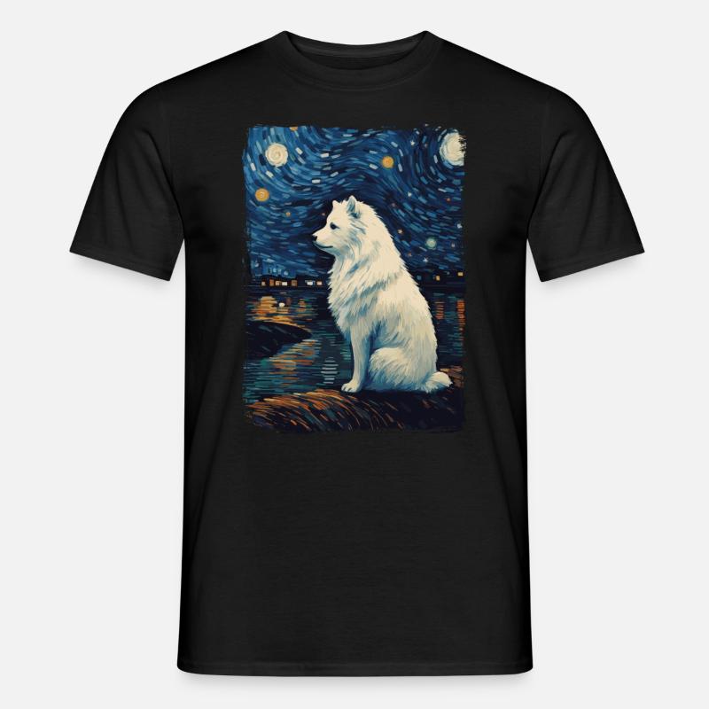 Samoyed Starry Night - Männer T-Shirt - Schwarz